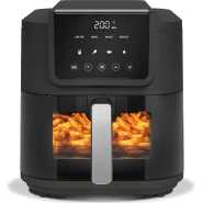 Nutricook Air Fryer Slim, 5L, 1KGs, Large Basket, Space-Saving Slim Design, Air Fry, Bake, Reheat, with 5 Presets, Clear Window & Light, AFS100, Black, 1500 Watts, 2 Years Warranty