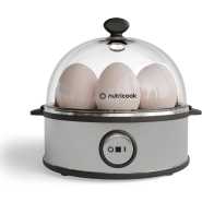 NutriCook Rapid Egg Cooker: 7 Egg Capacity Electric Egg Cooker for Boiled Eggs, Poached Eggs, Scrambled Eggs, or Omelettes with Auto Shut Off Feature - Silver
