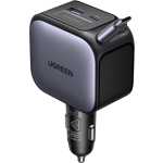 UGREEN 145W Retractable Car Charger With Built-in 60W USB-C Cable 70cm, 3*USB C+1*USB A Super Fast Car Charger iPhone Adapter, for iPhone 17 Pro Max, MacBook Pro/Air, Samsung S25 Ultra